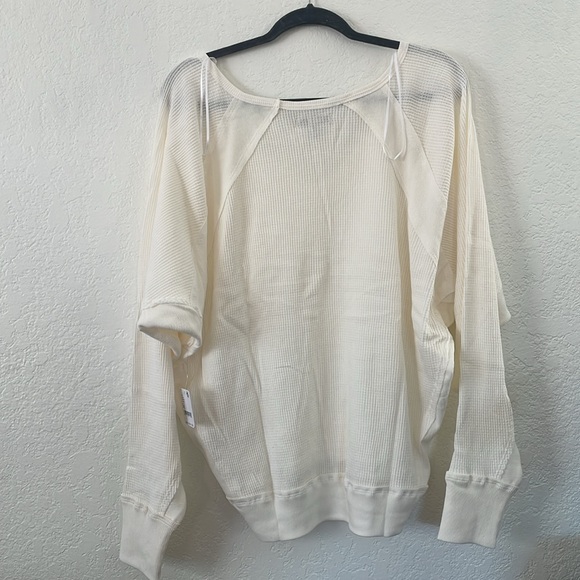 NWT Free People Santa Clara Thermal Size Women's M Alabaster Long Sleeve V-Neck - Picture 6 of 8